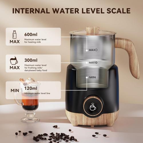 8-IN-1 Milk Frother and Steamer, 21oz/600ml Split Stainless Steel Automatic Hot and Cold Foam Maker and Milk Steamer for Latte, Cappuccino, Macchiato, Hot Chocolate, Hot Milk