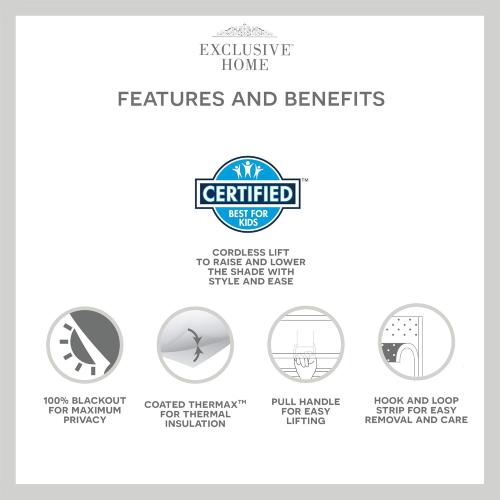 Exclusive Home Curtains Acadia 100% Blackout Roman Shade, 34x64, Natural, 1 Piece