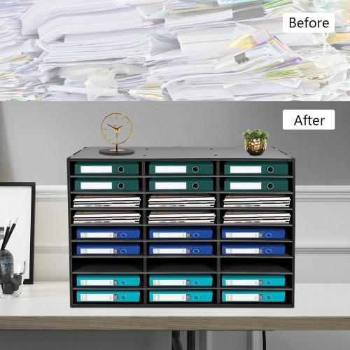 Mail Sorter Organizer, Black Mailbox for Classroom, 27 Compartments Literature Organizer, Desktop File Sorter, Paper Organizer for Home School Office (27 Slots Black)