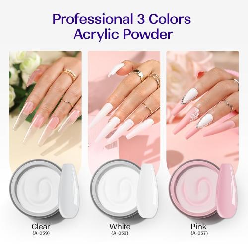 Acrylic Nail Kit for Beginners: Clear White Pink Powder and Liquid Set Professional Nails Kit Acrylic Set with Brushes for Home DIY (liquid spilled) (no accessories) ( powder is still new)