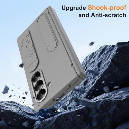 for Samsung Galaxy Z Fold 7 Case with Finger Strap Built-in S-Pen Slot & Pen Full Hinge Coverage Protection Screen Protector Cover for Samsung Galaxy Fold 7 (Gray)