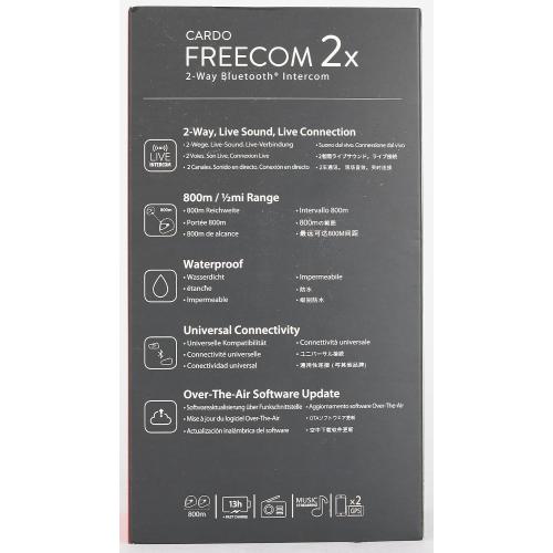 Cardo Systems FREECOM 2X Motorcycle 2-Way Bluetooth Communication System Headset - Black, Single Pack