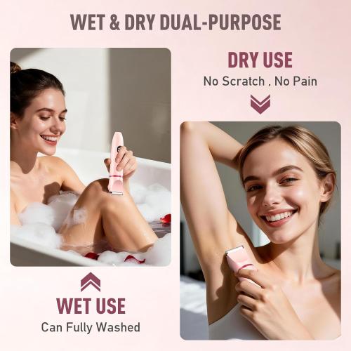 Bikini Trimmer for Women, 3-in-1 Electric Razors for Women, IPX7 Waterproof Rechargeable Cordless Pubic Hair Shaver, with LED Display, for Ladies Bikini Pubic, Face, Underarms, Legs(Pink)