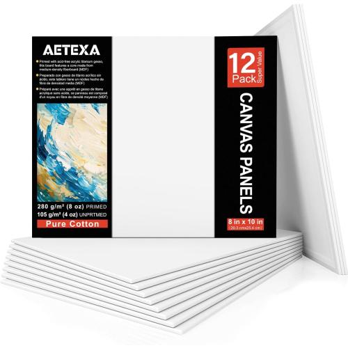 Canvases for Painting 8x10 Inch, Canvas Bulk Pack of 12, 8 oz Primed Canvas Panel, Blank Canvas for Painting, Canvas Boards for Painting Acrylic and Oil, Art Supplies for Adults and Teens.