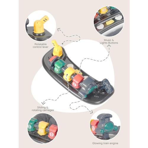 Music and Lights Baby Walker with Wheels, 6 in 1 Baby Activity Center w/Ergonomic backrest Design, Baby Walkers for Boys w/Foot Pads, Music Bouncer Walkers for Boys Girls Babies 6-18 Months, D Grey