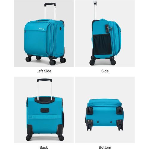 Hanke 16 Inch Underseat Carry On Luggage with Wheels Small Suitcase Softside Luggage Bags for Travel Lightweight Suitcases with Wheels Travel Luggage Personal Item for Men and Women(Caribbean Blue)