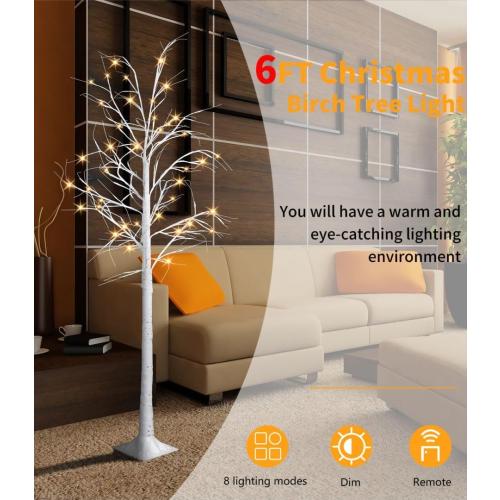 Lighted Tree,2 Pack 6 Ft 240 Led Warm White Birch Tree Light Detachable Tree Light Fairy Light Spirit Tree Fall Decor for Home Twinkling Tree Party Bedroom Wedding Thanksgiving Christmas Decorations