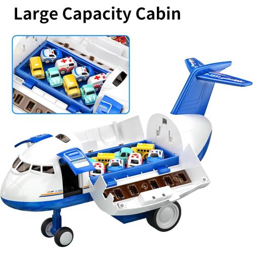 TEMI Kids Airplane Boy Toys for 3 4 5 Year Old Boys - Car Race Tracks for Kids Ages 3-5 with 8 Small Car Toys, Toddlers Educational Toy, Birthday Gifts for Boys Girls 3-5