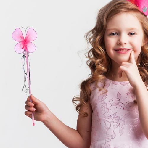 16 Pcs Fairy Wand Butterfly Wands Glitter Wand with Ribbon Colorful Princess Wands Tea Party Supplies for Halloween Cosplay Costume Birthday Baby Shower Decoration Shows Photo Props, 8 Vibrant Colors
