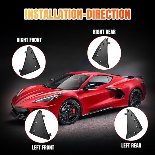 4PCS Front & Rear Mud Flaps,Carbon Fiber Pattern Splash Guards Wheels Rock Mudguards Mudflap Fender for Corvette C8 Stingary Z51 Convertible/HTC 2020 ,Replace OEM #84263453 84263457