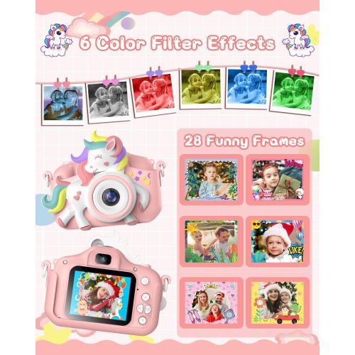 Kids Camera for 3-8 Years Old Toddlers Childrens Boys Girls Selfie Camera 20 MP HD 1080P IPS Screen Dual Digital Toy Camera for Kids Christmas Birthday Gifts with 32Gb Card