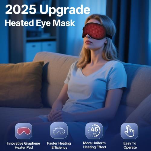 Heated Eye Mask for Dry Eyes- Warm Compress, Washable Electric Eye Heating pad for Sleep, Cordless Heat Mask for Chalazion & Stye Eye Treatment