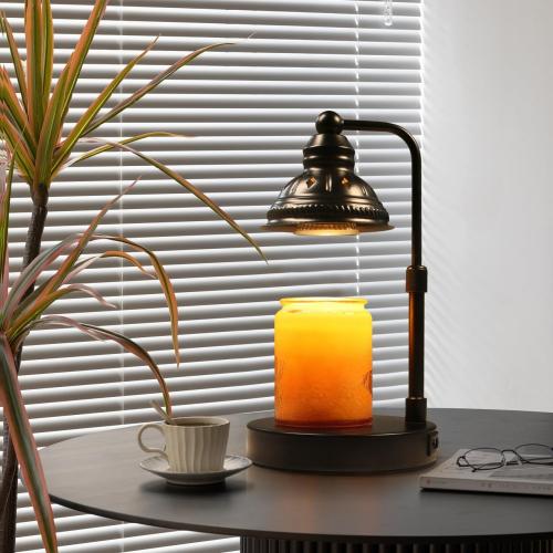 LIDORE Candle Lamp, Candle Warmer Lamp with Timer (Black, USB Charger)