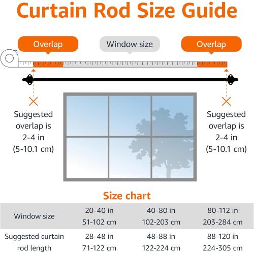 Size 48 to 88 Color Black Amazon Basics Easy to Install Adjustable Room Darkening Blackout Curtain Rod - Wraps Around, Blocks Light, for Heavy Curtains, 48 to 88, Black