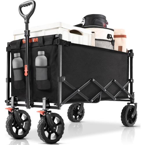 Black 34.9 x 19.9 x 24.4 Navatiee 140L Wagon Cart Foldable, Large Capacity Collapsible Wagon with Smallest Folding Design, Utility Grocery Cart for Camping Shopping Sports, Black
