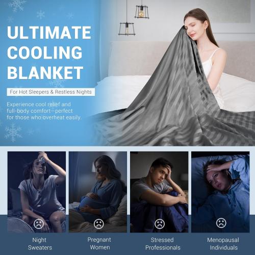Elegear Revolutionary Cooling Blanket Twin, Absorbs Heat to Keep Body Cool for Night Sweats, Double Sided Arc-Chill3.0 Cooling Fiber Q-Max>0.5, Lightweight Summer Cold Blankets for Sleeping, 59“ x 79”