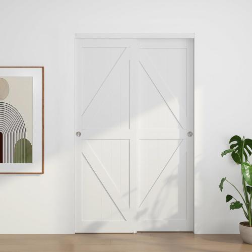 Bypass Sliding Door Track Hardware 48, Wardrobe Closet Door Steel Track Set, Easy to Install,Smoothly and Quietly, for 2 Door System
