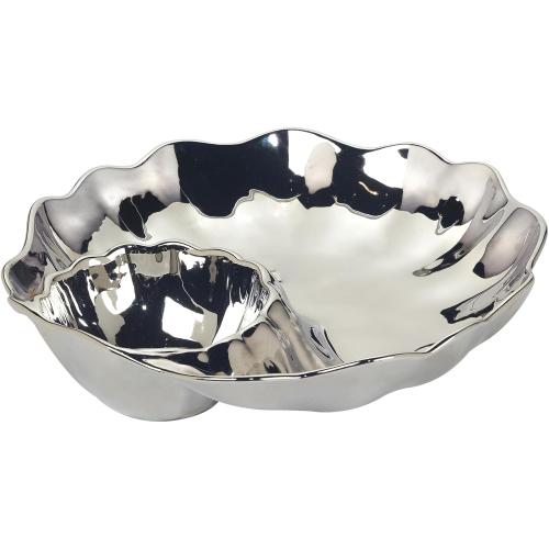 Certified International Chip and Dip, 12-inch Diameter, Silver Coast to of