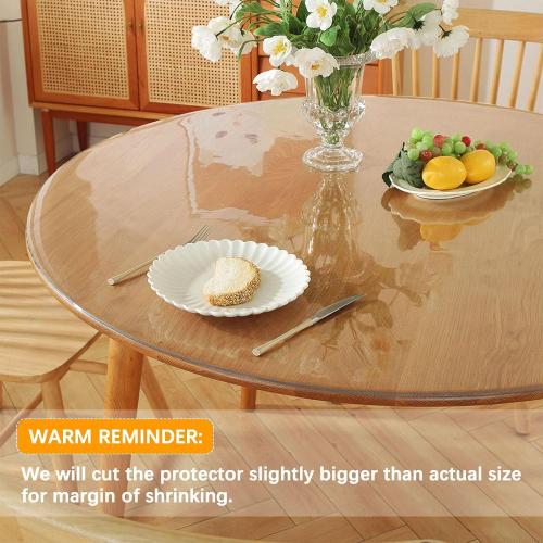 54 Inch Round Clear Dining Table Protector Tablecloth Cover Desk Top Pad Mat for Glass Furniture Study Coffee End Bed Sofa Side Bistro Bar Corner Pub Night Stand Dinner Table Thick Plastic PVC Vinyl
