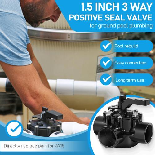 4715 3-Port 1.5 to 2-Inch Diverter Valve Replace Part for Jandy 1.5 Inch 3 Way Positive Seal Diverter Valve Compatible with Ground Pool, Tub & Spa System