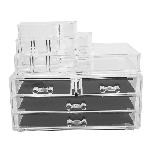 Lipstick Storage Box, Multifunctional Transparent Makeup Storage Box with Detachable Drawer for Cosmetics and Jewelry