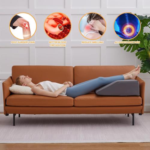 Leg Elevation Pillows, Leg Pillows for Sleeping, Cooling Gel Memory Foam Top, Wedge Pillow for Legs, Leg Wedges for Circulation, Swelling, After Surgery - Removable Cover (8 Inch, Dark Grey)