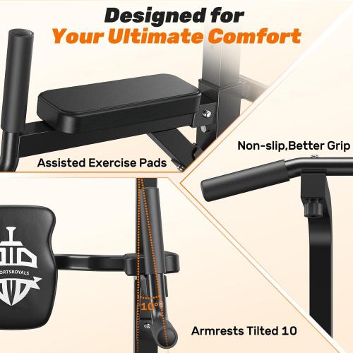 Sportsroyals Power Tower Pull Up Bar Station, 450LBS Stable Pull Up Dip Station for Home Gym Strength Training Equipment | FED Fitness