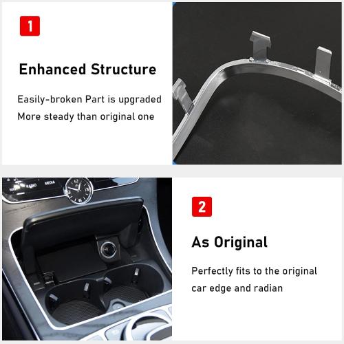 TTCR-II Compatible with Mercedes C Class W205 Cup Holder Trim 2015-2021