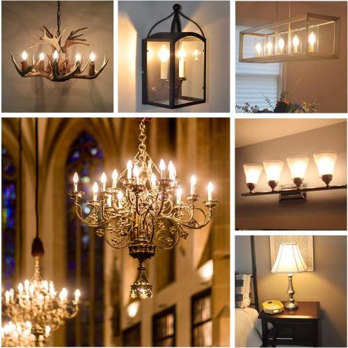 Hizashi 90 CRI Candelabra LED Light Bulbs 60 Watt, 2700K Warm White, E12 LED Bulb Dimmable, B11 Chandelier Light Bulbs, 6W, 550LM, Candle Light Bulbs, UL Listed, 12 Pack