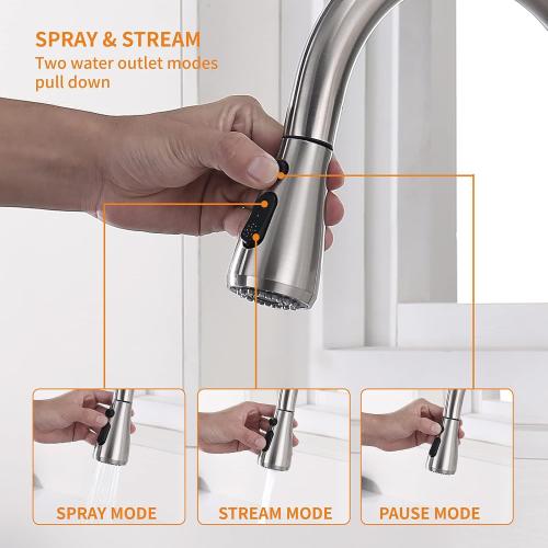 Touchless Faucet with Pull Down Sprayer & Soap Dispenser - Single High Arc Pull Out Faucet for Kitchen Sink, RV - Brush Nickel