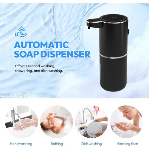 2 Pack Automatic Foaming Soap Dispenser,Touchless Foam Soap Dispenser,12.8oz Rechargeabled Wall Mounted Smart for Bathroom and Kitchen Dish Soap,Easy for Toddlers(Black)