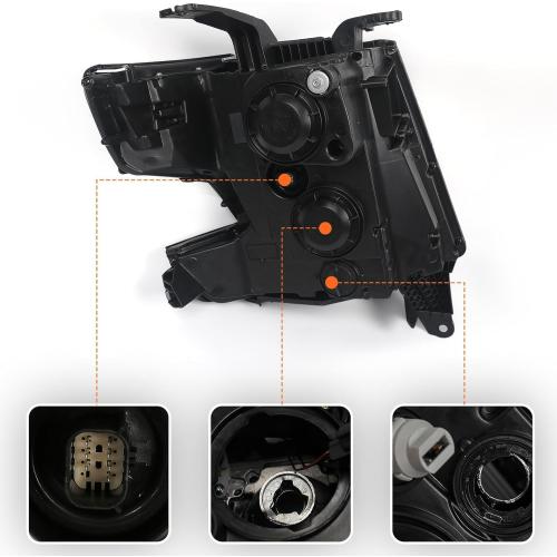 FIONE L&R Headlights Compatible with Chevy Tahoe/Suburban 2015-2020 LED DRL Halogen Headlamp Black Housing W/O Bulbs Headlamp Left Right Side