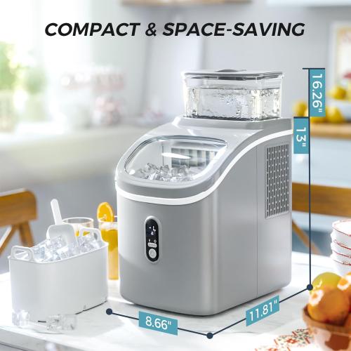 Kismile Ice Maker Countertop, Portable Ice Cube Maker Machine with 1.5L Detachable Water Tank, 33Lbs/Day, 16Pcs/5Mins, 24H Timer, Self-Cleaning Ice Maker, Ice Machine Maker for Home,Office,Party
