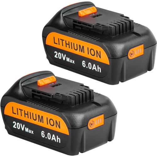 20V 6.0Ah Replacement for Dewalt 20V Max Battery, 2-Pack Batteries Compatible with Dewalt Baterias Cordless Power Tools and Chargers