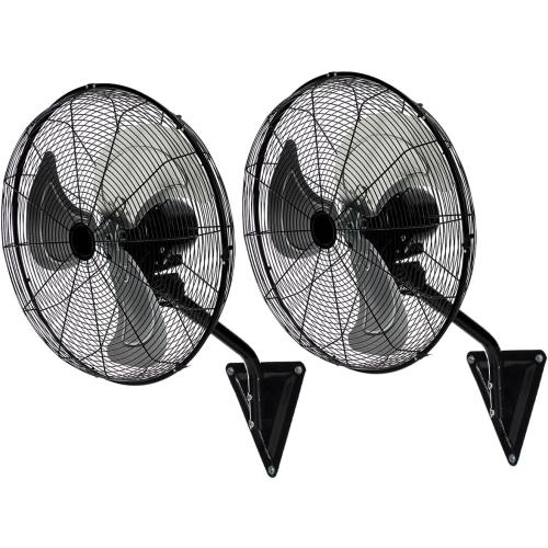 TMWINGS 20 Inch Wall Mount Fan, 2 Pack Heavy Duty Oscillating Wall-Mounted Fan with 6600 CFM, High Velocity 3 Speed Fans with Adjustable Tilting for Workshop, Garage, Patios, Industrial, Black
