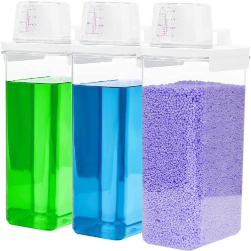 Laundry Detergent Dispenser 3 Pack Laundry Soap Dispensers 78 oz Liquid Detergent Dispenser for Room Organization with 6 Removable Labels for Softener Bleach Powder Soda etc