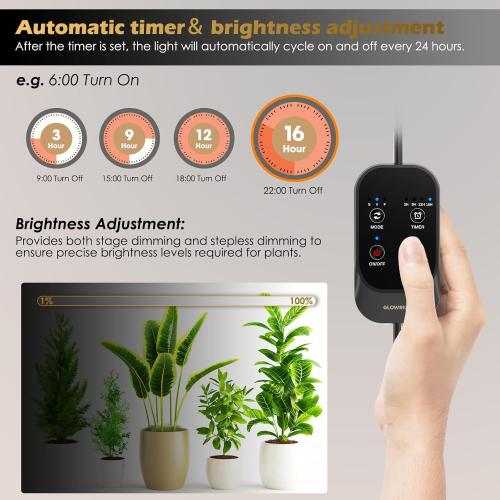 Grow Light with Auto-Timer, Hanging and Standing Grow Lights for Indoor Plants,3 Light Modes, Detachable Full Spectrum Plant Lights for Wide Area Coverage in Indoor Plants (60 in)