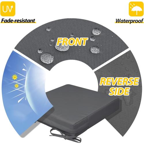 AAAAAcessories Outdoor Seat Cushions for Chairs, Waterproof, Fade-Resistant, 20 x 18 x 3, Patio Furniture Replacement Cushions, Set of 2, Dark Gray