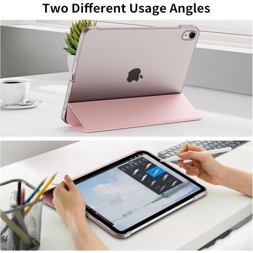 Case for iPad (A16) 11th/10th Generation (11/10.9 Inch, 2025/2022) Without Pencil Holder, Slim Hard PC Translucent Back Shell Protective Cover, Smart Trifold Stand & Auto Sleep/Wake, Pink