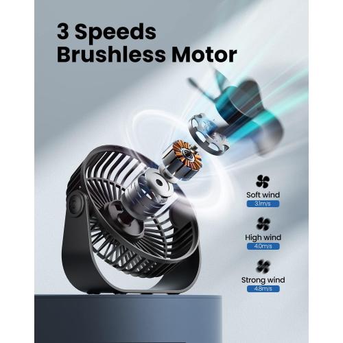 Gaiatop USB Desk Fan, 3 Speeds Strong Airflow, 5.5 Inch Portable 90° Rotate Quiet Cooling, Small Personal Table Fans for Bedroom Home Office Travel Black