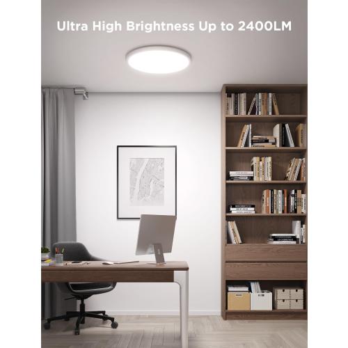 Govee Smart Ceiling Light, RGBIC LED Ceiling Light Fixture, 2400LM Flush Mount Light Fixture, DIY Colors, Works with Matter Alexa, 2700K-6500K Lights for Bedroom, Living Room,12 Inch, 1 Pack (White)