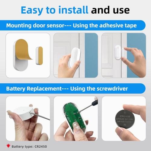 Daytech Wireless Door Sensor Chime - 800ft Range, 20 Chimes, 5 Adjustable Volume, Mute Mode, LED Indicator, Door Open Alert for Business/Home