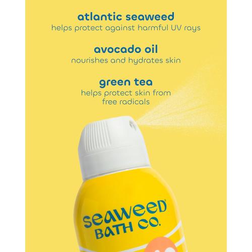 Seaweed Bath Co. Clear Guard SPF 40 Sport Broad Spectrum Sunscreen, 6 oz | Quick Dry, Air-Powered Spray, Natural Tropical Scent, With Sustainably Harvested Seaweed, Aloe, Avocado Oil