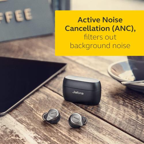 USED (usados) Jabra Elite 75t– True Wireless Earbuds with Charging Case, Titanium Black – Active Noise Cancelling Bluetooth Earbuds with a Comfortable, Secure Fit, Long Battery Life, Great Sound