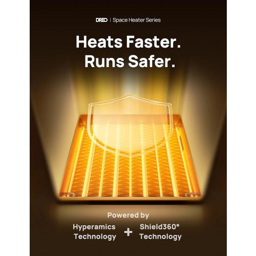 Dreo Space Heater, 1500W Portable Electric Heaters for Indoor Use, PTC Ceramic Heater for Office with Remote, Thermostat, 70°Oscillation, 12H Timer, 5 Modes, Safe Quiet Room Heater for Bedroom