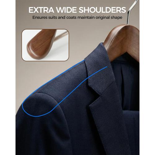Premium Wooden Hangers 6-Pack – Wide Shoulder Non-Slip Design for Coats, Jackets & Suits | 360° Rotating Closet Organizers | Durable & Space-Saving (Vintage Wood)