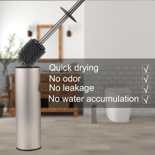 Toilet Brush and Holder Set Premium Material Toilet Bowl Cleaner Free Standing Toilet Bowl Brush and Holder 1pack Brushed Nickel