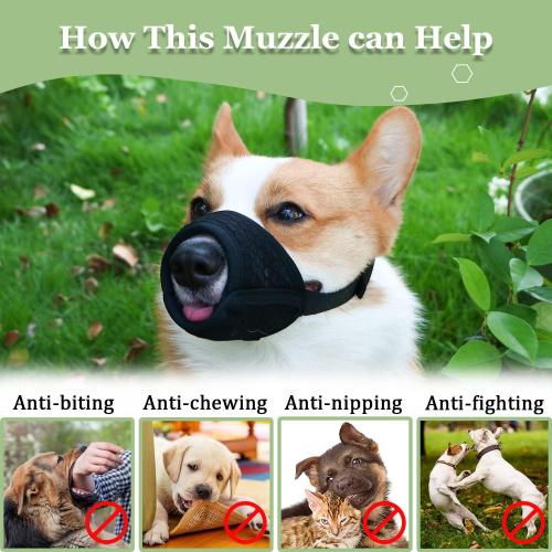 Mayerzon Dog Muzzle, Puppy Soft Mesh Muzzle for Small Medium Large Dogs Chihuahua Poodles Beagle Dachshund Corgis Labrador for Biting Chewing Grooming That Allows Panting Drinking(M, Black)