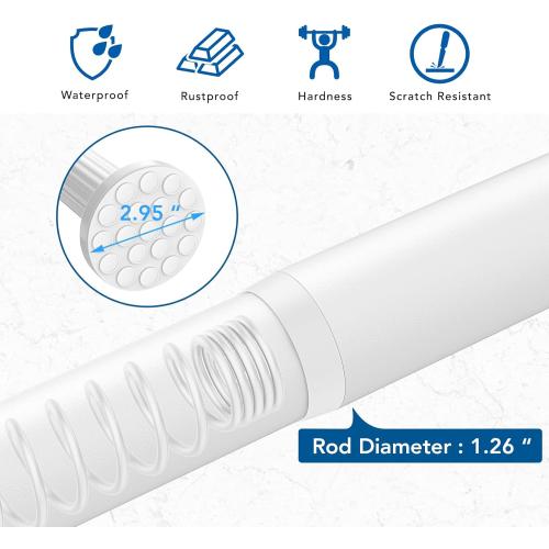 Umimile Tension Curtain Rod, 51-165 inches Adjustable Spring Shower Tension Curtain Rod, Stainless Steel Closet Rod for Windows or Shower, No Drilling, No Rust, Easy to Install, White