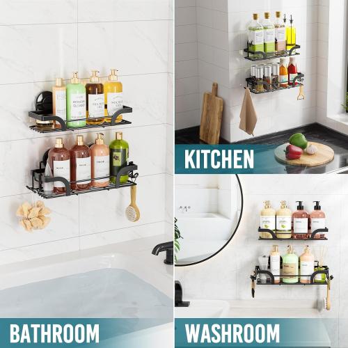 TAILI Shower Caddy Suction Cup 2 Pack, Heavy Duty Bathroom Basket, Bath Shelves for Inside, Stainless Steel Shower Holder Organizer for Bathroom Storage & Home Decor, No Drilling,Black
